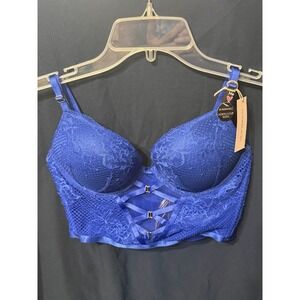 Victoria's Secret 34B Bombshell Strappy Fishnet Lace Color Blue - A108